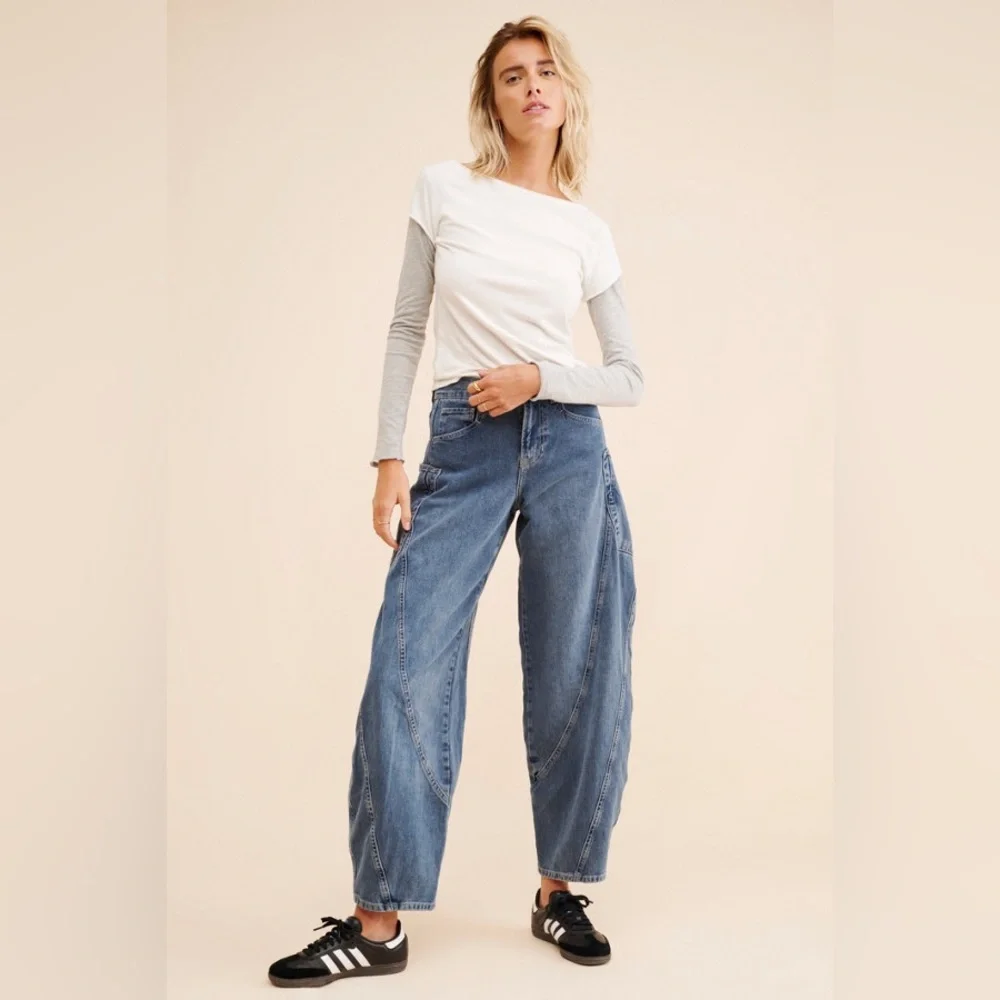 NWT Free People We The Free Sugar & Spice Barrel Jeans - Picture 2 of 8